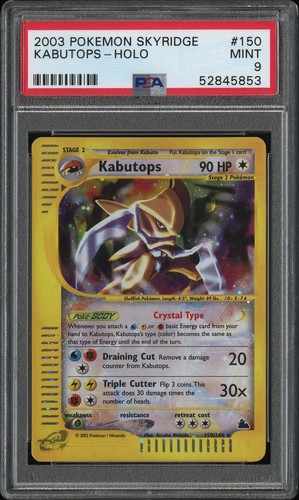 Pokemon 2003 Skyridge Holo PSA 9 Crystal Kabutops 150/144