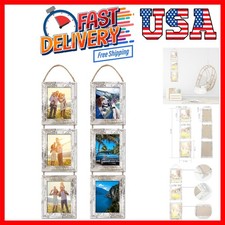 4x6 Wall Hanging Picture Frames Collage with 3 Opening White Frames 2 Pack