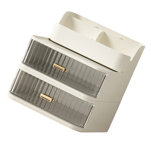 Desk Cosmetic Tool Organiser Multi Compartment Plastic Storage Case with Drawer - Picture 11 of 12