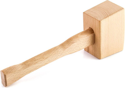 QWORK Wooden Mallet, 9.5'' Manual Ice Hammer Mallet Beech Solid Carpenter Wood Ha