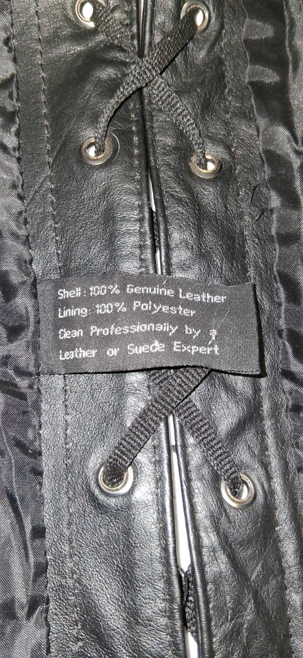 U.S.A 皮革风格 201L 男式黑色经典皮革侧蕾丝背心 XL 码 — 第 4/4 张图片