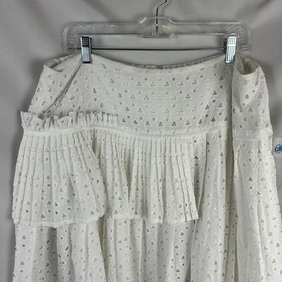 NUEVA Falda Midi Lane Bryant Plisada Ojales Mujer Plus 18 Blanca Cottagecore Volantes Foto 3 de 4