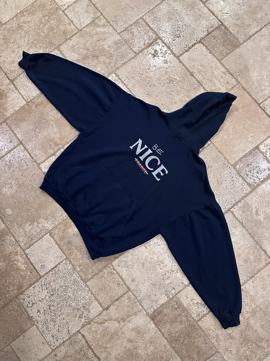 Balenciaga “Be Nice” France Dark Navy 2023 Distressed Hoodie | eBay