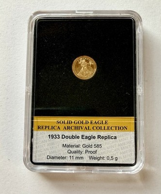 Massive Gold Double Eagle Gedenkmünze - 14kt Gold (0,5g) | Kapsel & CoA