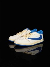 Men's Travis Scott x Air Jordan 1 Low Blue & White, Free Shipping