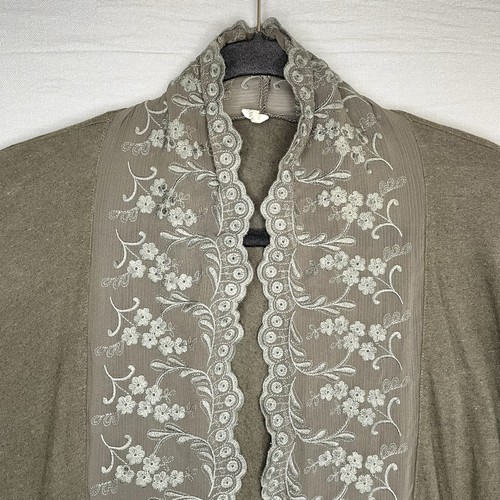 Anthropology Tiny Open Cardigan Women’s L Green Lace Linen Cotton Boho Travel - Picture 2 of 15