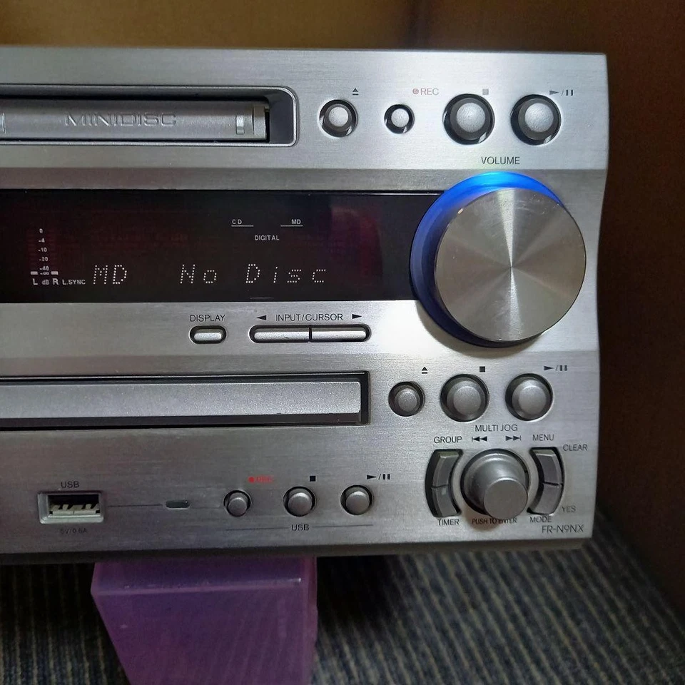 ONKYO FR-N9NX CD MD Recorder Amplifier Deck RW MD MDLP 52W Silver Working Japan - Image 2 of 4