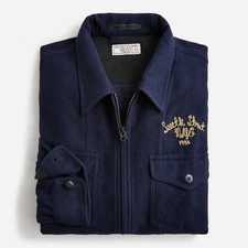 J.Crew Wallace & Barnes zip-front South Street chain stitched workshirt Blue M
