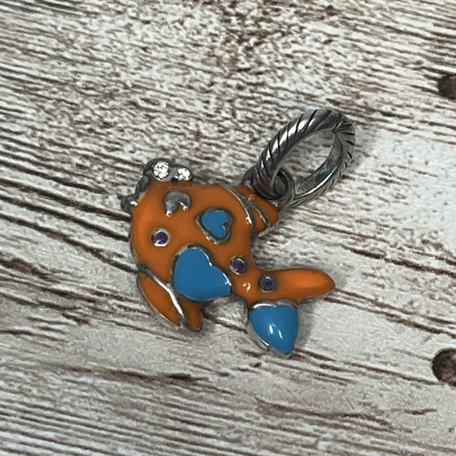 Brighton Enamel Orange & Blue Fish Charm Dangle Bead J90432 Silver Plate - Picture 10 of 10
