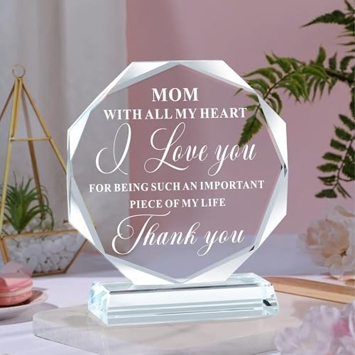 Love You Mom Glass Plaques Keepsake Gifts for Mommy,4.5x3.9in Thank You Mom - Picture 7 of 7