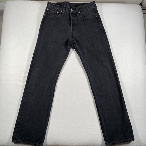Vintage Levis 501 Jeans Mens 29x30 Black Button Fly Straight Leg Denim 00s Y2K - Picture 1 of 17