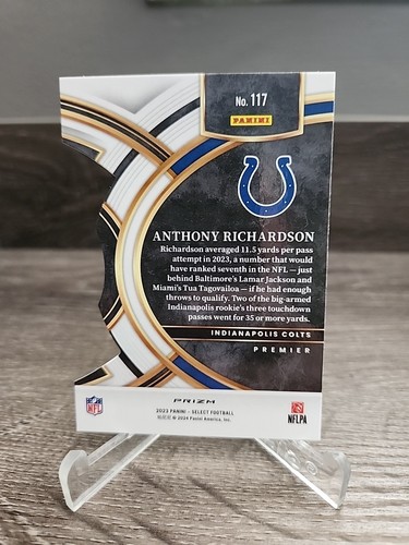 2023 Select Premier Level Anthony Richardson #117 Black/Green Prizm Die-Cut(RC) - Picture 2 of 3