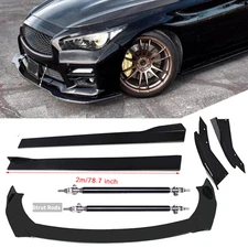 For Infiniti Q50 G37 Front Bumper Lip Chin Spoiler Splitter Body Kit+Side Skirt