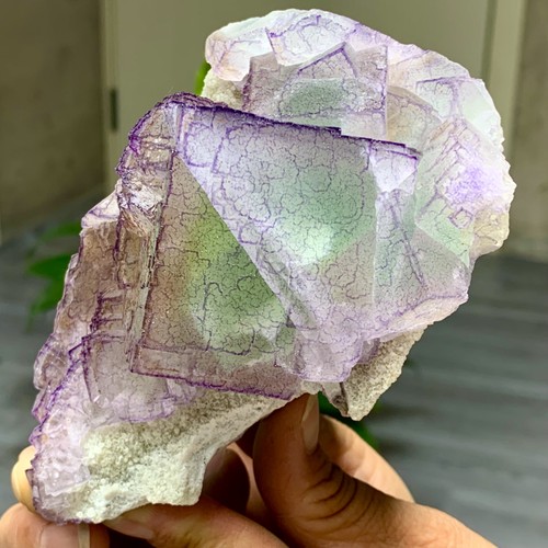 1,51 lb Natural Púrpura "Código QR" Racimo de Fluorita Cristal Mineral Espécimen/Guizhou - Imagen 15 de 23
