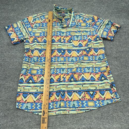 Patagonia Go-To Shirt Mens 2XL Green Blue AOP Geometric Hawaiian Button Organic - Picture 6 of 9