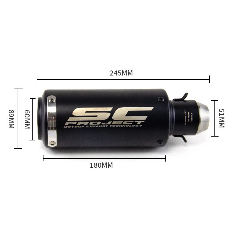 SC Slip-on 2" 51mm Universal Motorcycle Exhaust Muffler Pipe Black Tail Tips - Изображение 2 из 4
