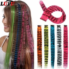 Colorful Fake Hair Clip In Synthetic Feather Hair Extension For Women Party