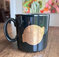 Vintage Bechtel Black Coffee Mug Cup with 2 sided Gold Emblem Made in England