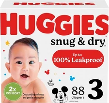 Huggies Snug and Dry Disposable Baby Diapers - Size 3 - 88 Count