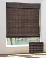 Cordless Bamboo Roman Shades for Windows, Blinds Size (34 1/2" W × 64" H) C