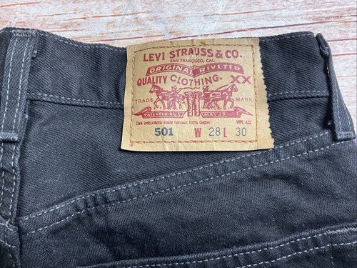 Original Levis 501 Jeans Womens 28x30 Black Straight - Picture 15 of 15