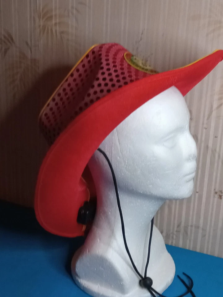 Original De Colección 1993 Orfeo Luz Neón Rojo Adulto 24" Sombrero Vaquera Desfile Halloween  Foto 2 de 4