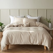 Simple Opulence French Linen Duvet Cover Set 104"x 98"- 3 Pieces 1 Comforter...