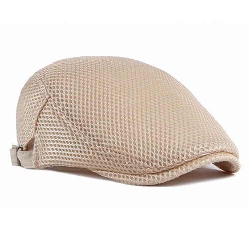 Men Breathable Mesh Summer Hat Flat Cap Gatsby Newsboy Hat Beret Khaki+Pink - Picture 5 of 6