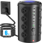 Tower Power Strip Surge Protector with 16 Outlets and 5 USB Ports (2 USB-C), 6FT