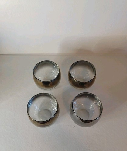 Vintage MCM 24 pezzi Dorothy Thorpe set vetro bordato argento con secchiello ghiaccio in vetro!! - Foto 5 di 11