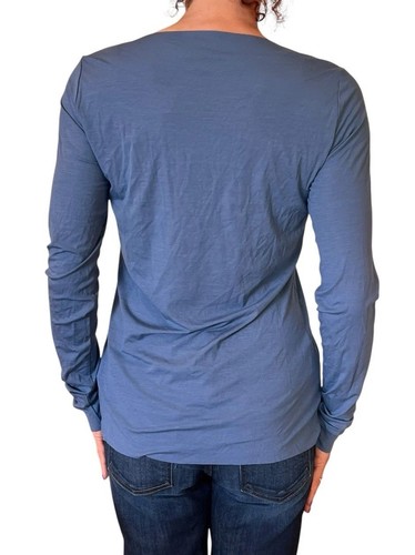 CAMISETA MUJER WOLFORD TOP MANGA CORTA MODAL ELÁSTICA AZUL CUELLO REDONDO PEQUEÑA - Imagen 5 de 8