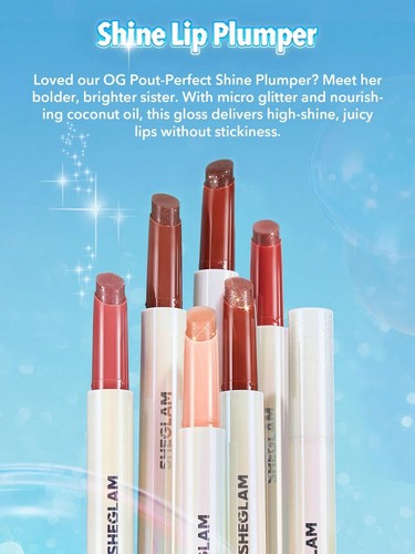 SHEGLAM Pout Perfect Shimmer Lip Plumper Rosa Fenicottero Vacanze Glam Regalo Essenti - Foto 11 di 57