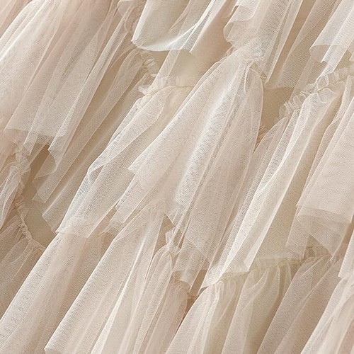 Dirholl Women's A-Line Fairy Elastic Waist Tulle Midi Skirt Apricot - Picture 5 of 7
