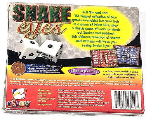 Snake Eyes PC Strategy Brand New Computer Software - Picture 2 of 2
