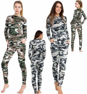 MIXLOT Womens Girls Printed Camouflage Jogging Suit Camo Print Loungewear Full Tracksui