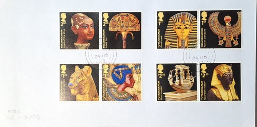 GB 2022 Commemorative Set of very fine used Tutankhamun stamps on envelope - Picture 1 of 3