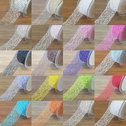 WEB MESH RIBBON 38mm Wide Lace Trim Net Webbing Decorative Craft Burlap 1 Metre - Picture 3 of 24