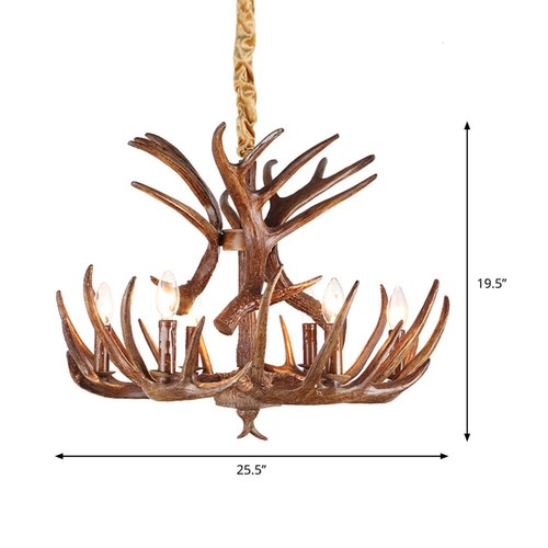 Retro Resin Candle Hanging Pendant Light Antlers Chandelier Ceiling Lamp Fixture - Picture 2 of 8