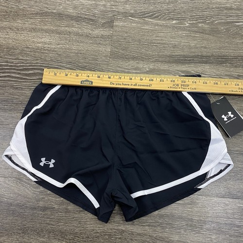 Under armour Youth Girls Shorts Size L Black Fly By Lined Run Gym Athletic NEW - Picture 10 of 14