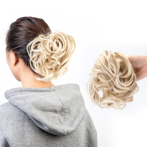 Large Thick Curly Messy Bun Hairpieces Scrunchie Updo Remy Human Hair Extension - Picture 21 of 24