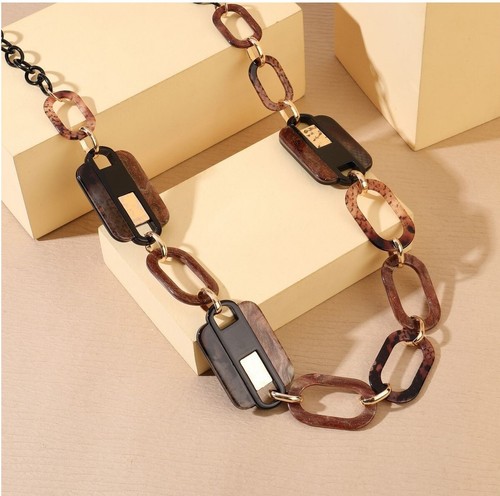 BNWT, LAGENLOOK, STATEMENT, BLACK, BROWN & GOLD, RESIN LINK, NECKLACE (RRP £32) - Picture 13 of 16