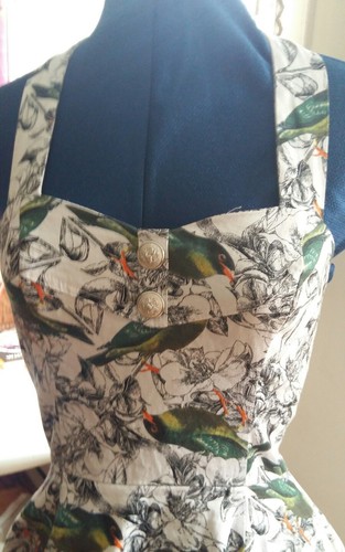 Hearts & Roses Rockabilly Dress Pin Up 50s retro birds print halter neck, tulle - Picture 8 of 18