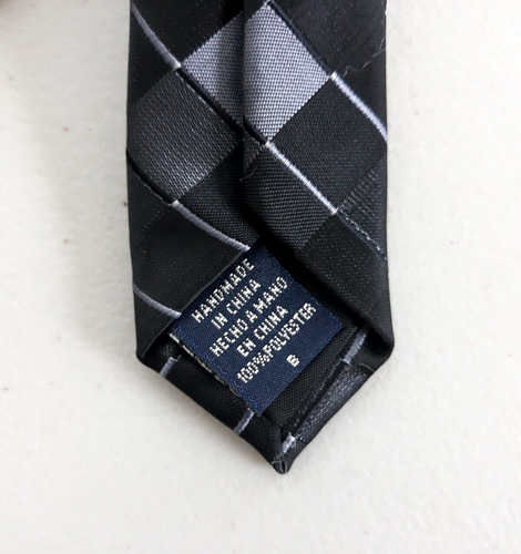 Van Heusen Herrenkrawatte schwarz grau geometrisch 100 % Polyester modern - Bild 10 von 10