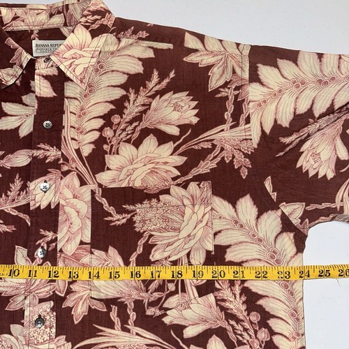Vintage Banana Republic Safari & Travel Floral AOP Long Sleeve Shirt 80s Size M - Picture 12 of 14