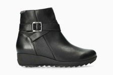 Mephisto Women's Avril Black Silk Side Zip Wedge Ankle Boot