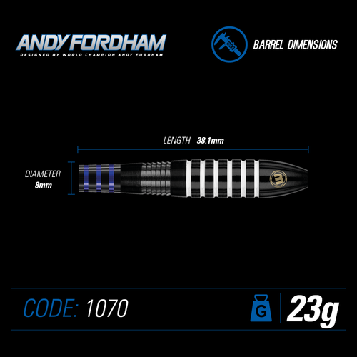Winmau Andy Fordham 23g steel tip dart set - Picture 4 of 4
