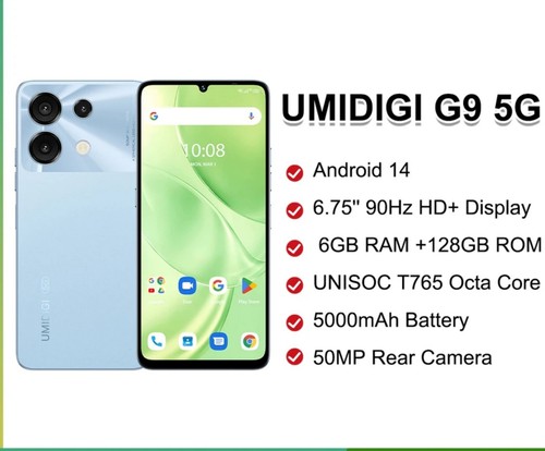 UMIDIGI G9 5G Dualsim OctaCore 12+128GB 5000mAh 50MP 6.75” 90Hz Android 14 Phone