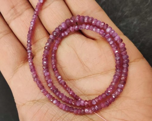 Natural Ruby Faceted Rondelle Beads AAA+ Star Ruby Rondelle 16" Beads 3-5mm Ruby - Picture 4 of 5