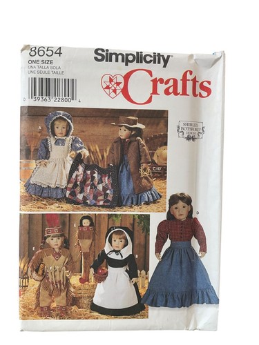 UNCUT FF Sewing Pattern Simplicity 8654 18" Doll Clothes Prairie Thanksgiving