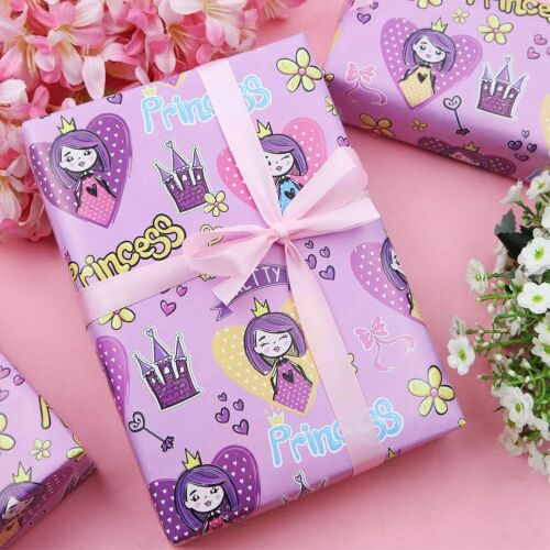 Princess Birthday Wrapping Paper for Girls Kids Baby Child Lovely Pink Prince... - Picture 4 of 7